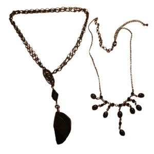 2 vintage black fashion necklaces